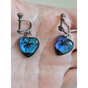 *Sale* Vintage 1930's sterling silver blue morpho earrings